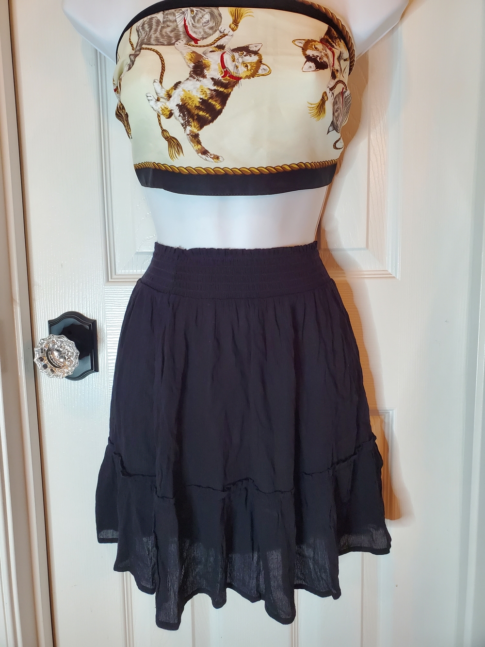 NWT - Xhilaration - Black - Smocked - Tiered Ruffle - Mini Skirt - Size Small
